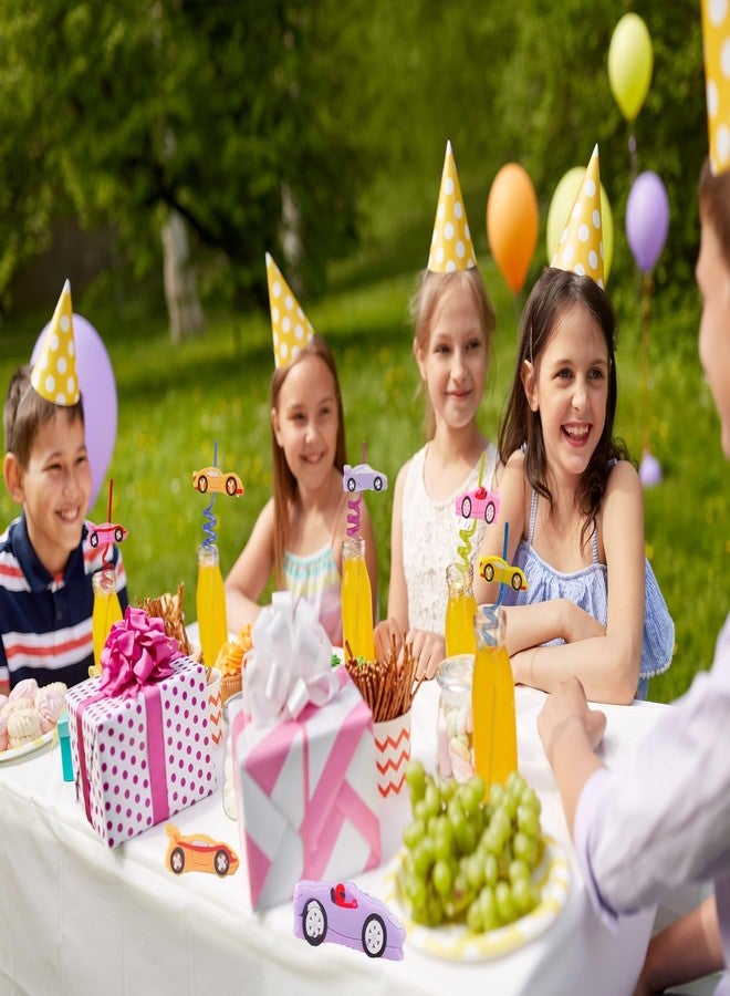 HOZKEAP 24 Bulk Cars Reusable Plastic Straws, Drink Straws Birthday Summer Activity.Hoilday Student Show Party Supply Favors - Image 5